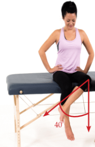 Seated hip external rotation stretch for measuring hip mobility range